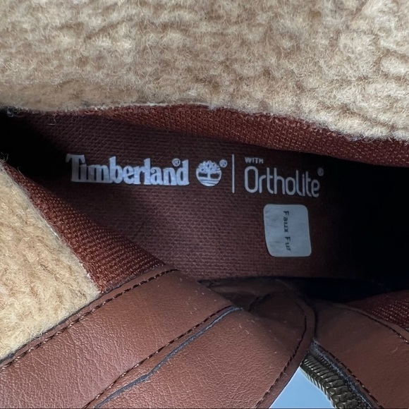 Timberland Women’s Oiled Leather Glancy Fleece Folded Down Heeled Booties Boots - Picture 14 of 14